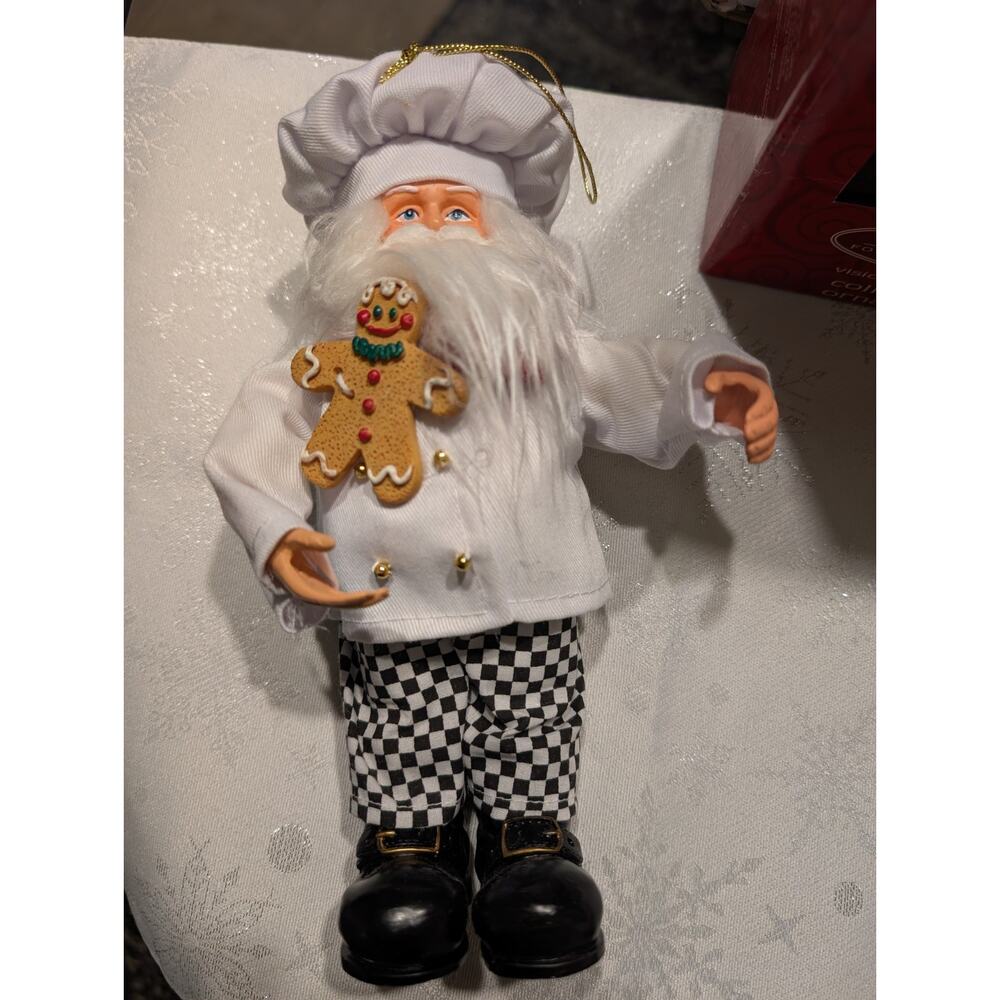 Home for the Holidays Visions of Santa Chef Santa 8” Ornament w/ Box